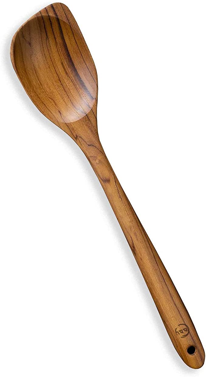 FAAY Teak Wooden Utensils, Healthy Spoon and Spatula Handcraft from High Moist-Resistance Teakwood for Non Stick Cookware (Corner Spoon - Right Hand)