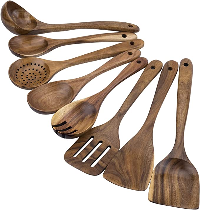 AdZzz 8-piece set Non-stick Mango Wooden Shovel Spoon Spoon Set Kitchen Cutlery Set
